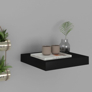 Raft de perete suspendat, negru, 23x23,5x3,8 cm, MDF
