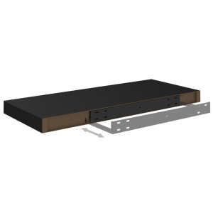 Raft de perete suspendat, negru, 60x23,5x3,8 cm, MDF - Img 5
