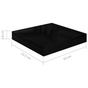 Raft de perete suspendat, negru extralucios, 23x23,5x3,8 cm MDF - Img 9