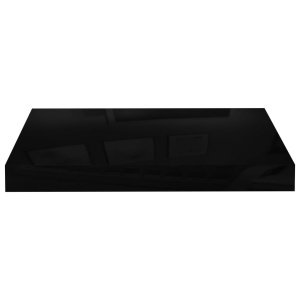 Raft de perete suspendat, negru extralucios, 40x23x3,8 cm, MDF - Img 4