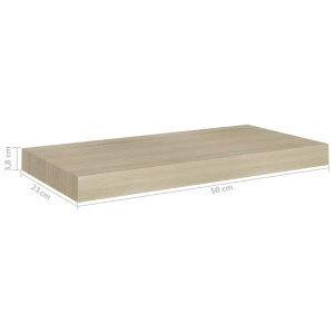Raft de perete suspendat, stejar, 50x23x3,8 cm, MDF - Img 9