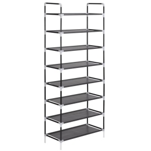 Raft incălțăminte 8 rafturi, Metal și textil nețesut, Negru
