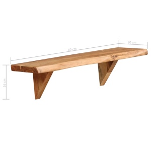 Rafturi de perete, 2 buc., 60x20x16 cm, lemn masiv de acacia - Img 5