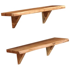 Rafturi de perete, 2 buc., 60x20x16 cm, lemn masiv de acacia - Img 9