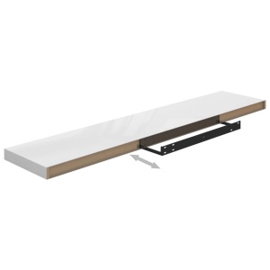 Rafturi de perete, 2 buc., alb extralucios, 120x23,5x3,8 cm MDF - Img 7