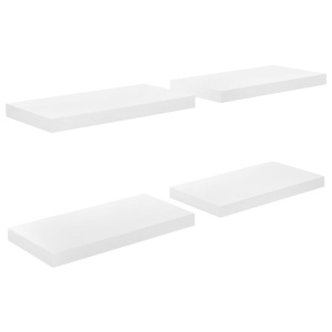 Rafturi de perete, 4 buc., alb extralucios, 50x23x3,8 cm, MDF - Img 2
