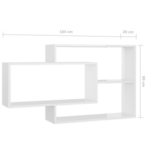Rafturi de perete, alb foarte lucios, 104 x 20 x 60 cm, PAL - Img 5