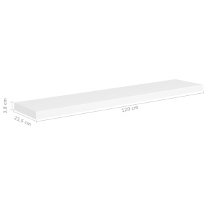 Rafturi de perete suspendate, 2 buc., alb, 120x23,5x3,8 cm, MDF - Img 9