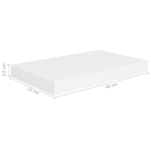 Rafturi de perete suspendate, 2 buc., alb, 40x23x3,8 cm, MDF - Img 9