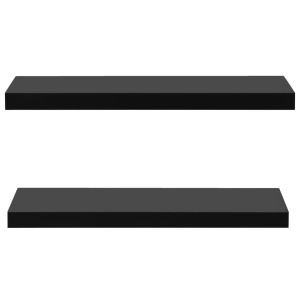 Rafturi de perete suspendate, 2 buc., negru, 80x20x3,8 cm - Img 3