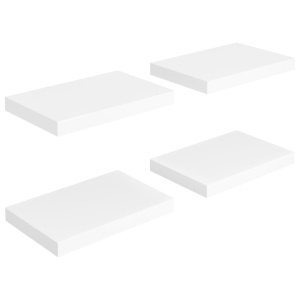 Rafturi de perete suspendate, 4 buc., alb, 40x23x3,8 cm, MDF - Img 2