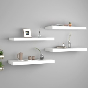 Rafturi de perete suspendate, 4 buc., alb, 60x23,5x3,8 cm, MDF