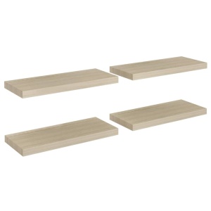 Rafturi de perete suspendate, 4 buc., stejar 60x23,5x3,8 cm MDF - Img 2
