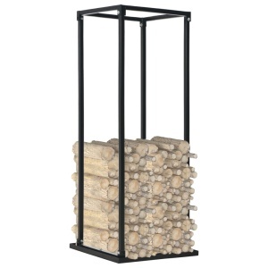 Rastel lemne de foc, cu postament, negru, 37x37x113 cm, oțel - Img 2