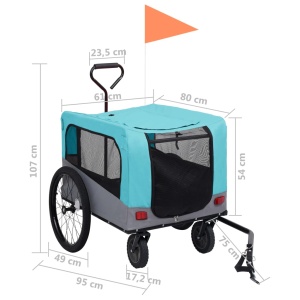 Remorcă bicicletă &amp; cărucior 2-in-1 animale, albastru și gri - Img 10