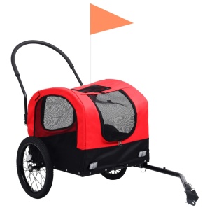 Remorcă bicicletă & cărucior 2-in-1 animale, roșu și negru - Img 2