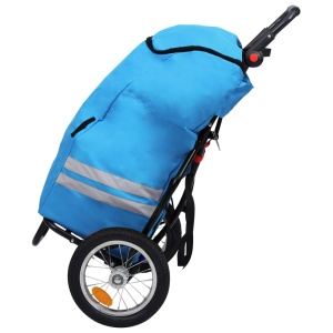 Remorcă bicicletă pliabilă cu geantă cumpărături albastru/negru - Img 4