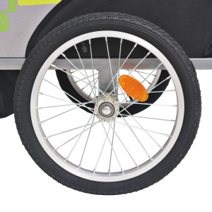 Remorcă de bicicletă pentru copii, gri și verde, 30 kg - Img 6