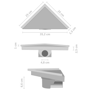 Rigolă de duș cu capac 2-in-1, 25 x 25 cm, oțel inoxidabil - Img 9