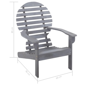 Scaun Adirondack, gri, lemn masiv de acacia - Img 7