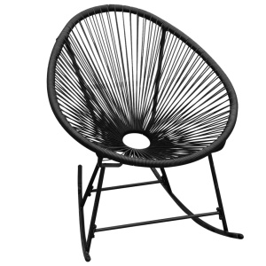 Scaun balansoar de exterior, negru, poliratan