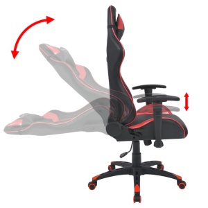 Scaun birou rabatabil, design racing, piele artificială, roșu - Img 3