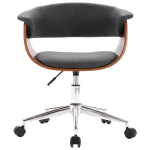 Scaun de birou pivotant, gri, lemn curbat și material textil - Img 4