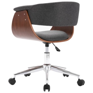 Scaun de birou pivotant, gri, lemn curbat și material textil - Img 5