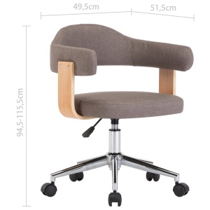 Scaun de birou pivotant, gri taupe, lemn curbat și textil - Img 7