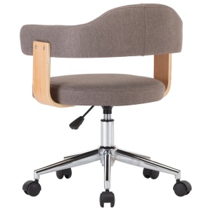 Scaun de birou pivotant, gri taupe, lemn curbat și textil - Img 8