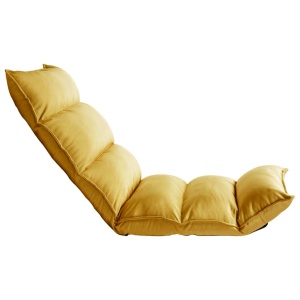 Scaun de podea pliant, galben muștar, material textil - Img 3