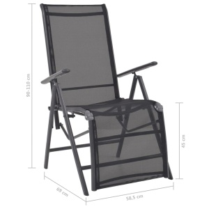 Scaun de terasă rabatabil, negru, aluminiu și textilenă - Img 9