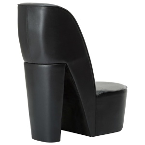 Scaun, design toc inalt, negru, piele ecologică - Img 3