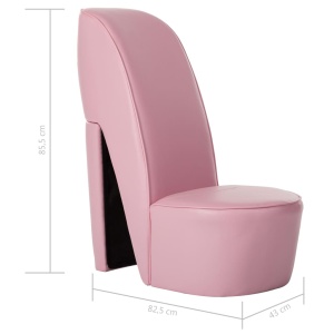 Scaun, design toc inalt, roz, piele ecologică - Img 6
