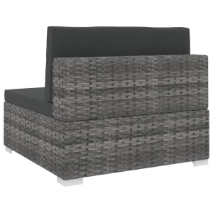 Scaun modular de mijloc, 1 buc., gri, poliratan, cu perne - Img 4