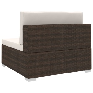 Scaun modular de mijloc, 1 buc., maro, poliratan, cu perne - Img 4