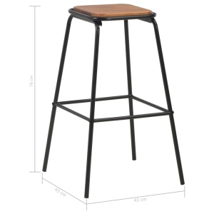 Scaune de bar, 6 buc., negru, lemn masiv de pin și oțel - Img 6