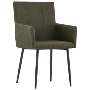 Scaune de bucătărie cu brațe, 4 buc., maro, material textil - Img 2