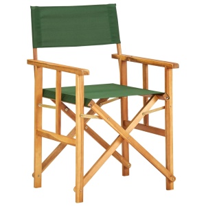 Scaune de regizor, 2 buc., verde, lemn masiv de acacia - Img 2