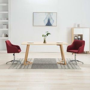 Scaune de sufragerie pivotante, 2 buc., roșu vin, textil