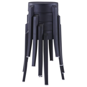 Scaune stivuibile, 4 buc., negru, plastic - Img 2