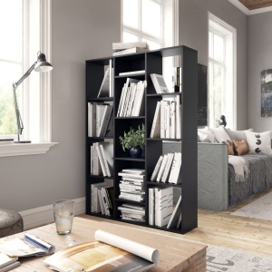 Separator cameră/Bibliotecă, negru, 100 x 24 x 140 cm, PAL - Img 3