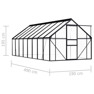 Seră, antracit, 9,31 m², aluminiu - Img 5