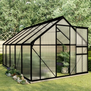 Seră cu un cadru de bază, antracit, 5,89 m², aluminiu