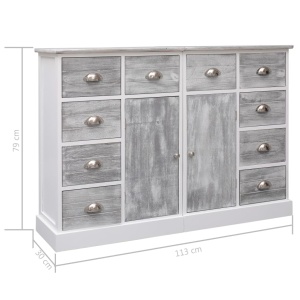 Servantă cu 10 sertare, gri, 113x30x79 cm, lemn - Img 10