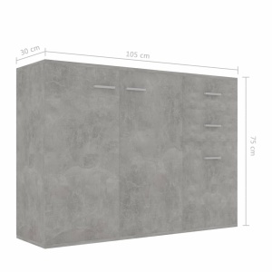 Servantă, gri beton, 105 x 30 x 75 cm, PAL - Img 6