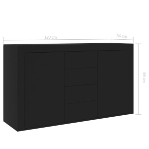Servantă, negru, 120 x 36 x 69 cm, PAL - Img 7
