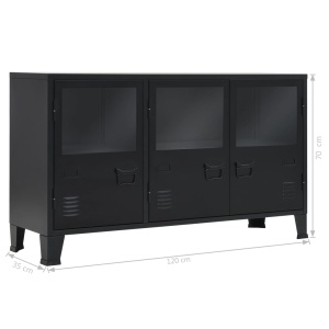 Servantă, stil industrial, negru, 120 x 35 x 70 cm, metal - Img 9