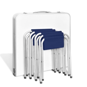 Set camping masă reglabilă și 4 scaune 120 x 60 cm - Img 8