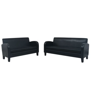 Set canapea 2 buc. Piele artificială Negru - Img 2